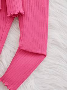 Chica Joven Conjunto de pijama ribete en forma de lechuga tejido de canalé - Rosa Fucsia - Ver 5