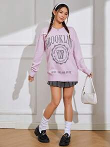 SHEIN EZwear Mẫu chữ Thả vai Áo len - Hồng - Xem 5