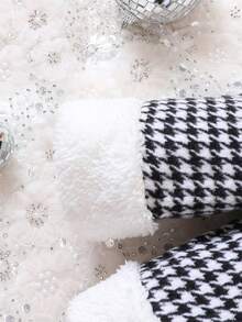 嬰兒女孩千鳥格外套和可愛郵差包適用於秋冬 - 黑與白 - 查看 7