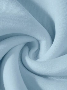 SHEIN EZwear 油畫和字母圖案保暖衬里開衫 - 藍色 - 查看 3