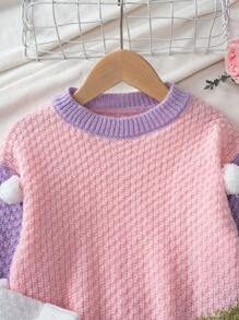 SHEIN Fashionable And Versatile Sweater For Little Girls - Pink - View 4