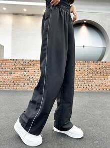Teen Girl Contrast Side Seam Pants - Black - View 6