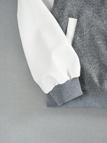 SHEIN EZwear 字母圖案雙色落肩袖夾克 - 彩色 - 查看 4