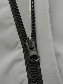 男士拉鏈開襟抽繩連帽夾克 - 淺灰色 - 查看 7