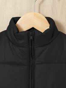 SHEIN Áo khoác đệm có khóa kéo phía trước cho bé trai 1 chiếc - màu đen - Xem 3