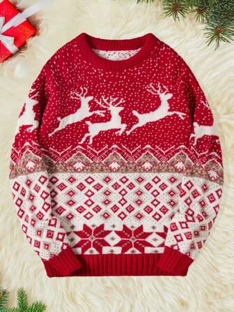 RueChic Homme Pull Renne De Noël & Motif Géométrique