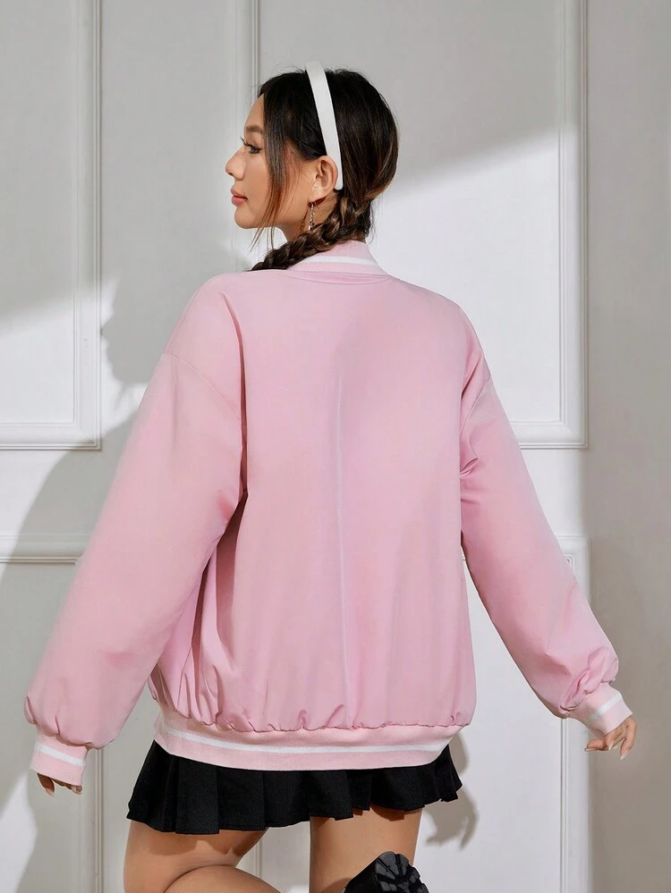 Letter Drop Shoulder Bomber Padded Coat