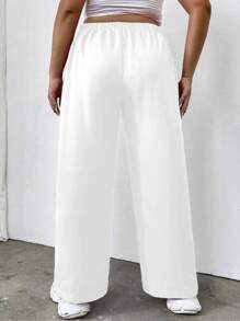 SHEIN LUNE Plus High Waist Plicated Detail Straight Leg Pants Fall Cloth For Women