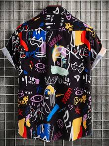 Manfinity EMRG Men Graffiti Print Shirt Without Tee - Black - View 2