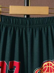 SHEIN 青少年男孩字母印花夾克搭配運動長褲兩件套裝