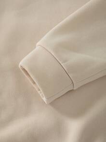 SHEIN Unity Áo nỉ dài tay in hình trái tim cỡ lớn dành cho nữ, Thu/Đông - Màu be - Xem 4