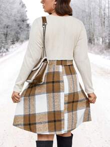 SHEIN LUNE Hơn In kẻ sọc Váy chữ A Không có khăn - Nhiều màu - Xem 2