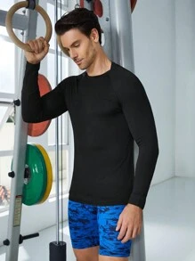 Manfinity Sport Corelite Men Solid Raglan Sleeve Sports Tee Long Sleeve Shirt