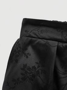 SHEIN ICON 大碼素色拼接細節西裝褲 - 黑色 - 查看 3