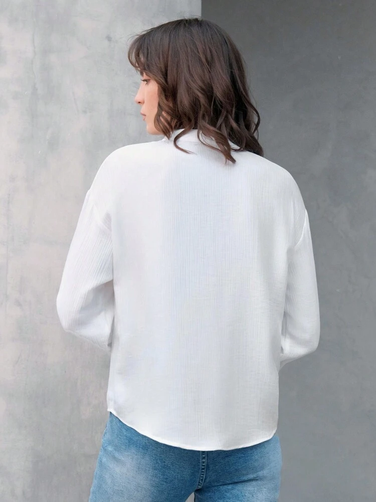 Women's Drop Shoulder Button Front Shirt Fall Cloth For Women