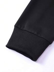 Manfinity Homme Men Plus Slogan & Skeleton Graphic Drop Shoulder Drawstring Hoodie - Black - View 3