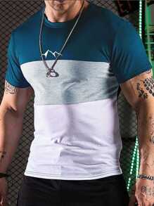 Manfinity Nam In Núi Khối màu Áo thun - Nhiều màu - Xem 1