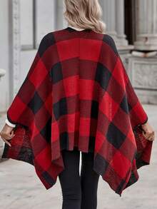 EMERY ROSE Buffalo Plaid Pattern Batwing Sleeve Cardigan - Multicolor - View 2