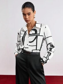 BizChic Camisa De Estampado Geométrico - Albaricoque - Ver 6