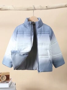 SHEIN 年轻男孩字母图案渐变色夹棉外套 - 彩色 - 查看 5