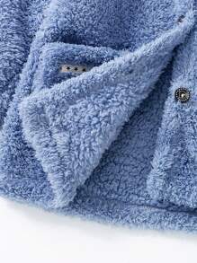 Young Boy 3D Ear Design Hooded Teddy Coat - Blue - View 6