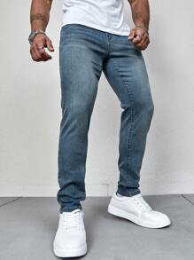 Manfinity Homme Nam Túi nghiêng Chất rắn Quần jean - Rửa trung bình - Xem 1