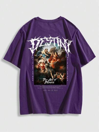 Street Life Camiseta De Hombre Impresa Con Personajes Y Lema