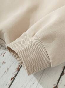 INAWLY Plus Figure & Floral Graphic Drop Shoulder Sweatshirt Pullover Fall Sweatshirt - Beige - View 5