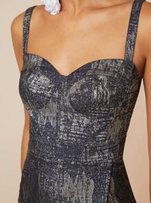 Hauture 时尚性感金属吊带镂空迷你连衣裙 - 藍色 - 查看 3