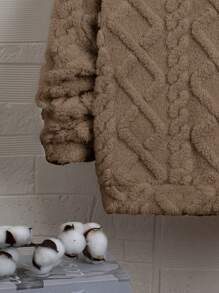 SHEIN Tween Boy Letter Patched Detail Drop Shoulder Hooded Sweatshirt,In Fall/Winter - Brown - View 5