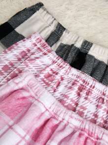 3pcs Plaid Print Pajama Sleep Pants, Fall Winter Clothes - Multicolor - View 3