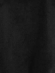 SHEIN LUNE Abrigo teddy con parte delantera abierta con capucha - Negro - Ver 5