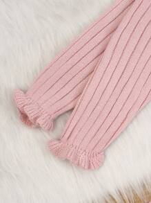 SHEIN Cô Gái Trẻ In hoa Nơ mặt trước tay áo lá sen 2 trong1 Đầm Áo len - Màu Xám nhạt - Xem 3