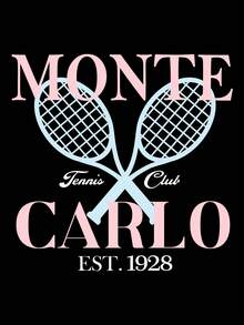 SHEIN Unity 大碼網球圖案運動衫 - 黑色 - 查看 5