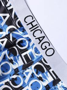 Men's Funny Cute Multicolor Knitted Fabric Trunks With Random Print Tape Details Medium Stretch - Multicolor - View 5