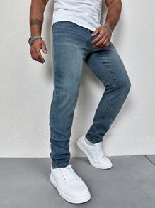 Manfinity Homme Nam Túi nghiêng Chất rắn Quần jean - Rửa trung bình - Xem 4