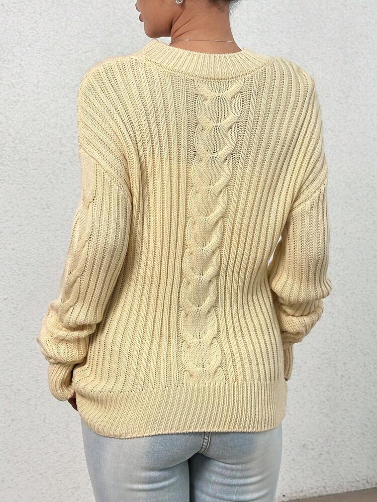 Cable Knit Drop Shoulder Knit Pullover Fall Winter Sweater
