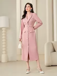 Modelyn 女式水晶裝飾腰帶西裝外套連衣裙