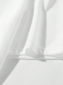 Manfinity Homme Camiseta de verano para hombre casual suelta con hombro caído y estampado cruzado impreso - Blanco - Ver 3