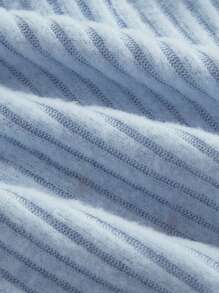 SHEIN MOD Chất rắn Chi tiết nút buộc Đồ đan Ribbed Áo hai dây - Màu xanh lam - Xem 4