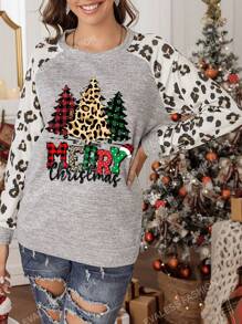 Christmas Print Raglan Sleeve Sweatshirt