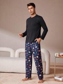 Nam Áo phông trơn & In Toàn bộ Quần Bộ PJ - Màu xanh hải quân - Xem 4