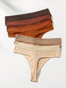 5 条装纯色简约性感丁字裤 - 彩色 - 查看 2