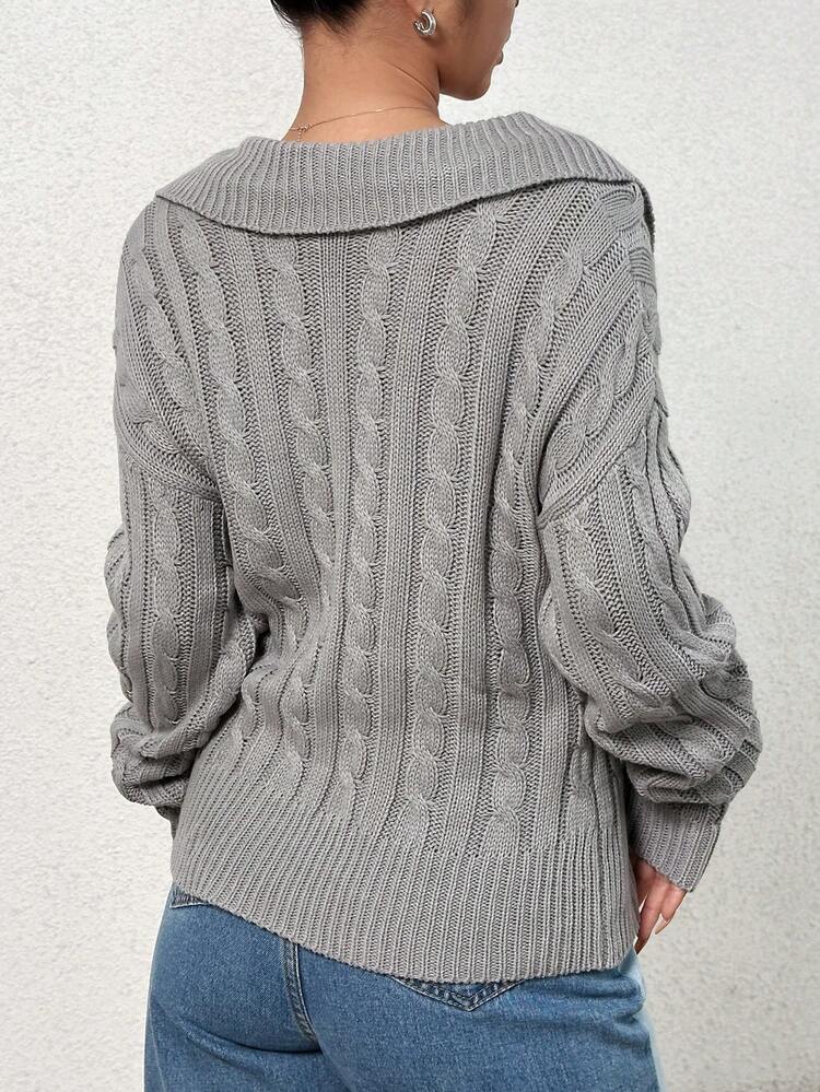 Cable Knit Drop Shoulder Knit Pullover Fall Winter Sweater