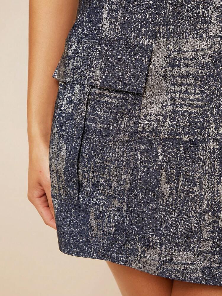 Fashionable Sexy Metallic Slip Cut-Out Mini Dress