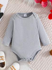 男嬰3入組素色條紋針織連身背心 - 彩色 - 查看 7