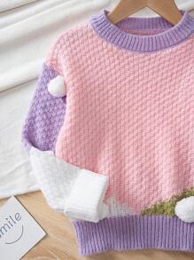 SHEIN Fashionable And Versatile Sweater For Little Girls - Pink - View 3