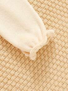 SHEIN Young Girl Leopard Bow Front Flounce Sleeve Dress - Apricot - View 4