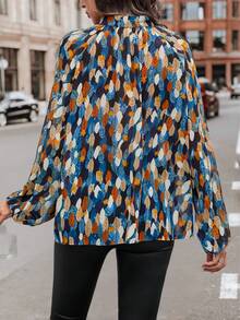 SHEIN LUNE 滿版印花燈籠袖襯衫 - 彩色 - 查看 3