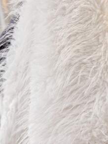 Modelyn Plus 1pc Fuzzy Shawl Coat - White - View 6
